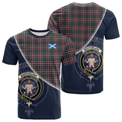 Printivon MacFarlane Hunting Modern Tartan Scottish Crest T Shirt