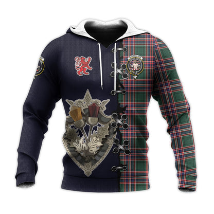 Printivon Macfarlane Hunting Modern Tartan Hoodie Lion Rampant And Celtic Thistle Style