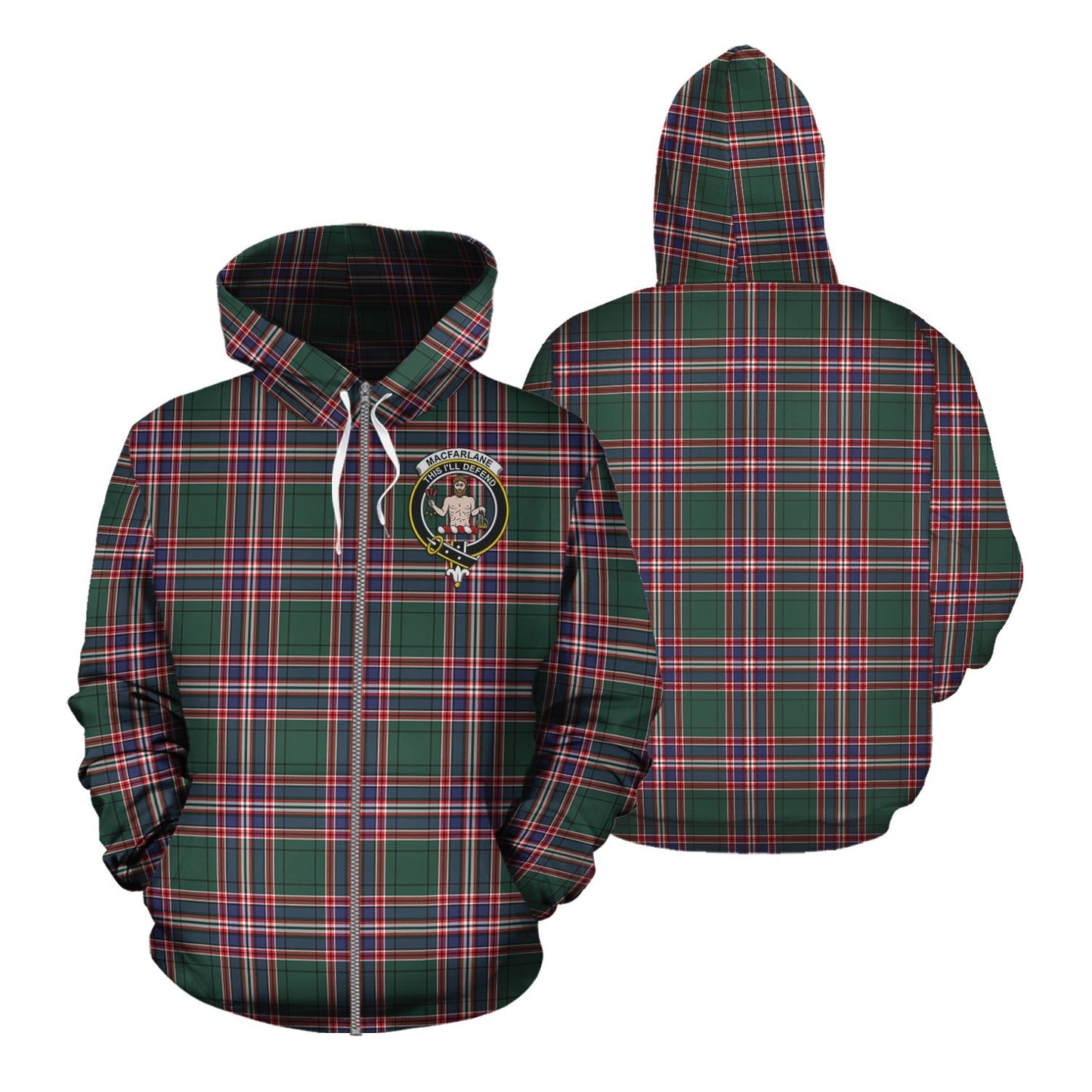 Printivon Macfarlane Hunting Modern Tartan Hoodie