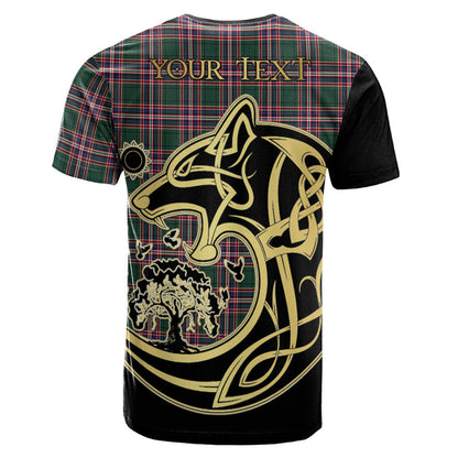 Printivon MacFarlane Hunting Modern Crest Celtic Wolf Tartan T Shirt Custom Your Text