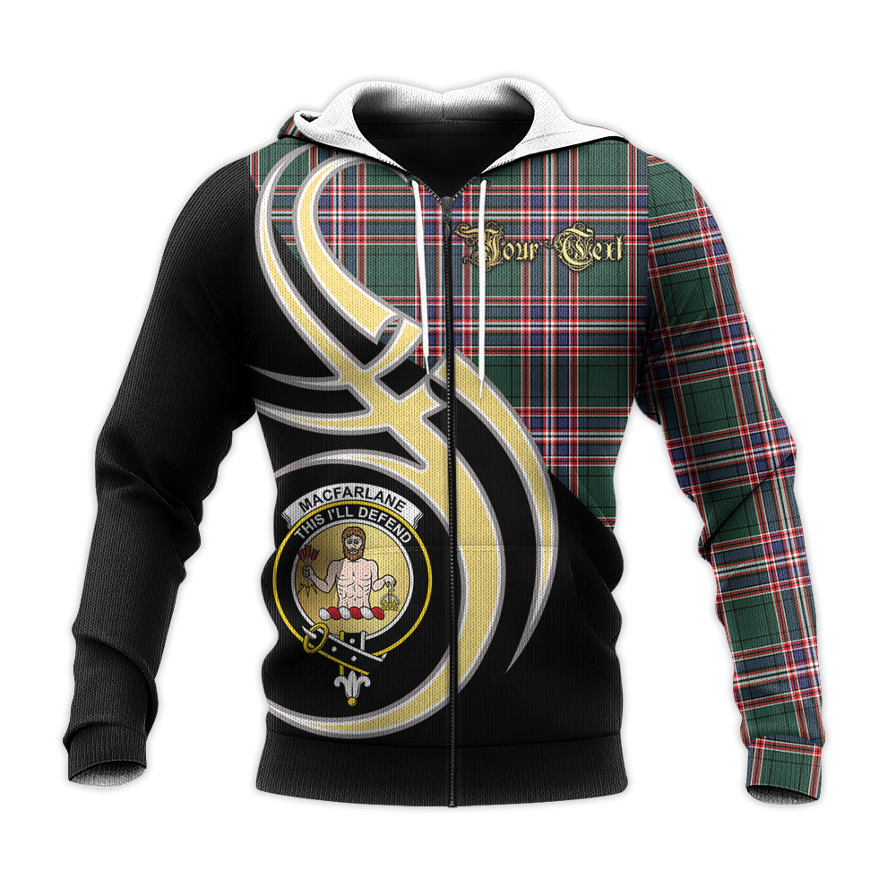 Printivon Macfarlane Hunting Modern Clan Believe In Me Crest Tartan Knitted Hoodie Custom Your Text