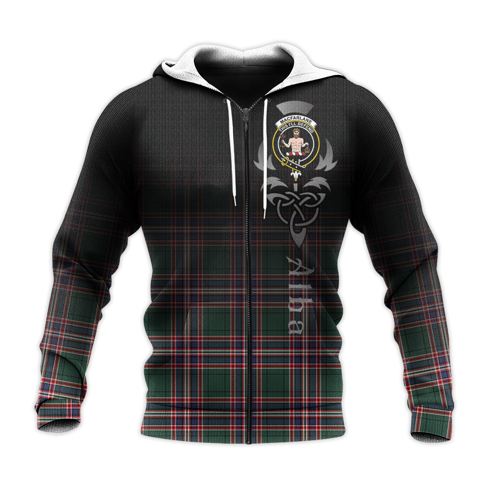 Printivon Macfarlane Hunting Modern Tartan Crest Alba Celtic Hoodie