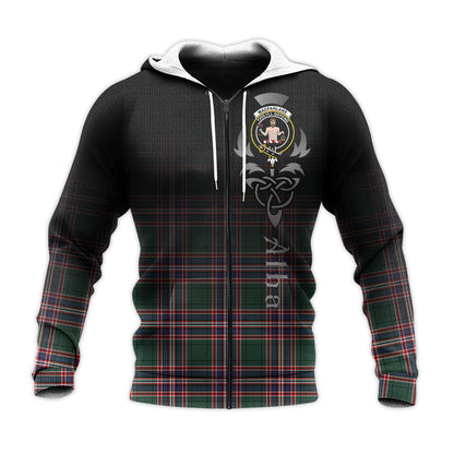 Printivon Macfarlane Hunting Modern Tartan Crest Alba Celtic Hoodie