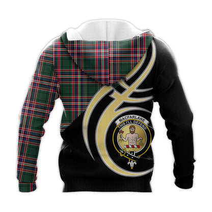 Printivon Macfarlane Hunting Modern Clan Believe In Me Crest Tartan Knitted Hoodie Custom Your Text