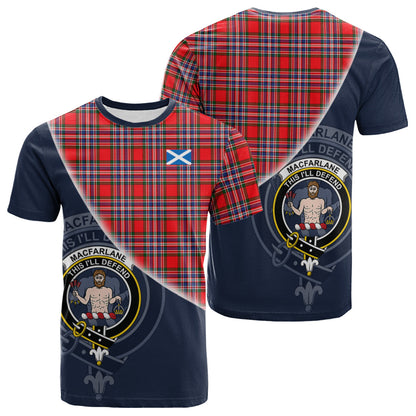 Printivon MacFarlane Modern Tartan Scottish Crest T Shirt