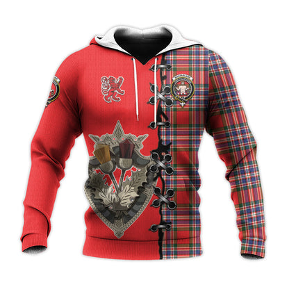 Printivon Macfarlane Modern Tartan Hoodie Lion Rampant And Celtic Thistle Style