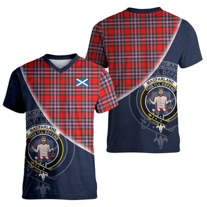 Printivon MacFarlane Modern Tartan Scottish Crest T Shirt