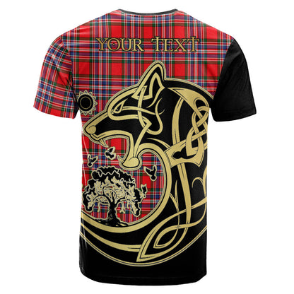Printivon MacFarlane Modern Crest Celtic Wolf Tartan T Shirt Custom Your Text