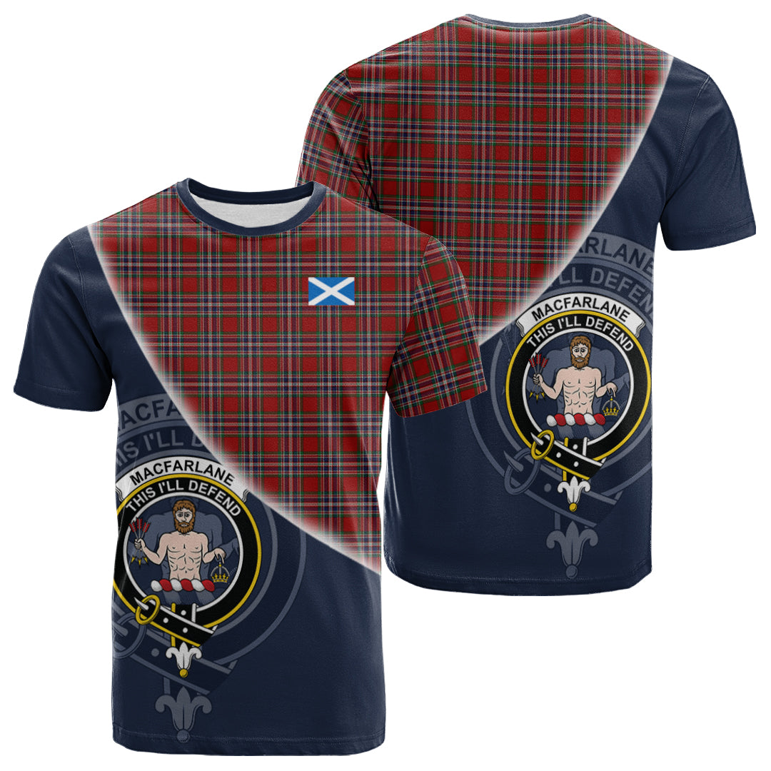 Printivon MacFarlane Red Tartan Scottish Crest T Shirt