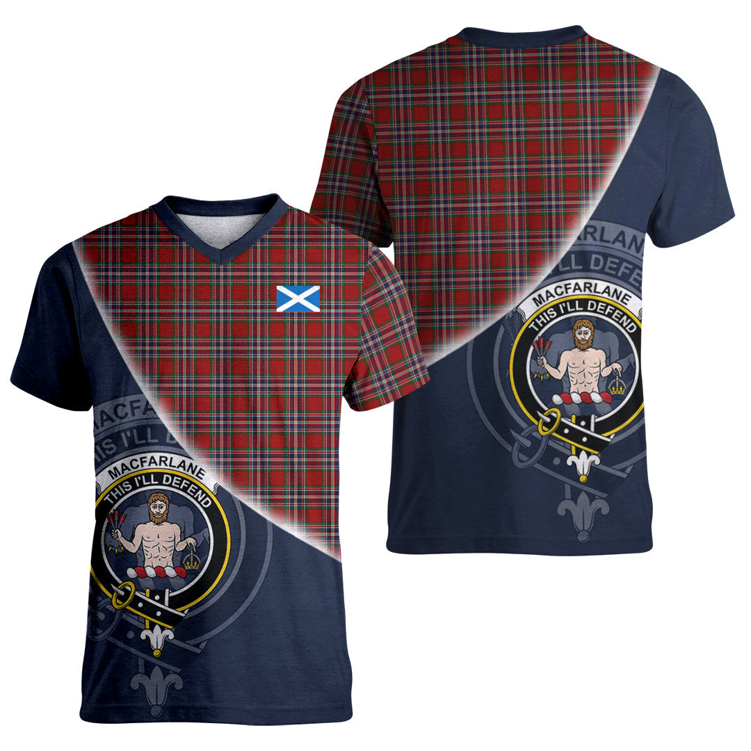 Printivon MacFarlane Red Tartan Scottish Crest T Shirt