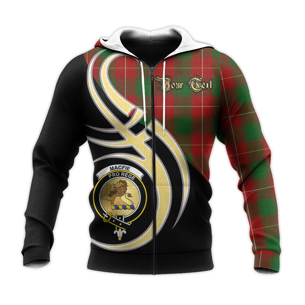 Printivon Macfie Clan Believe In Me Crest Tartan Knitted Hoodie Custom Your Text