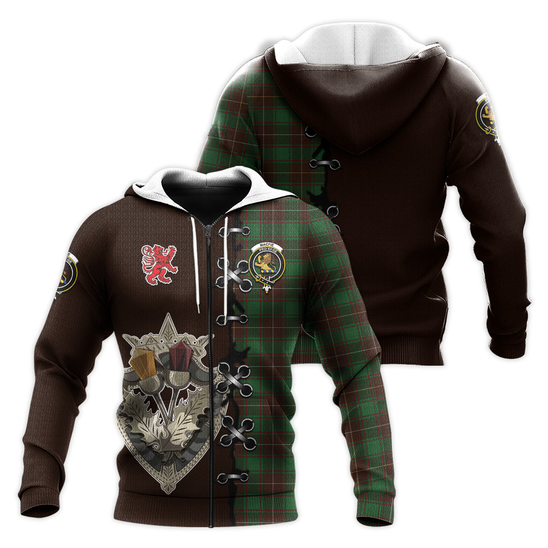 Printivon Macfie Hunting Tartan Hoodie Lion Rampant And Celtic Thistle Style