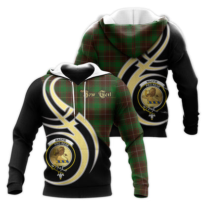 Printivon Macfie Hunting Clan Believe In Me Crest Tartan Knitted Hoodie Custom Your Text