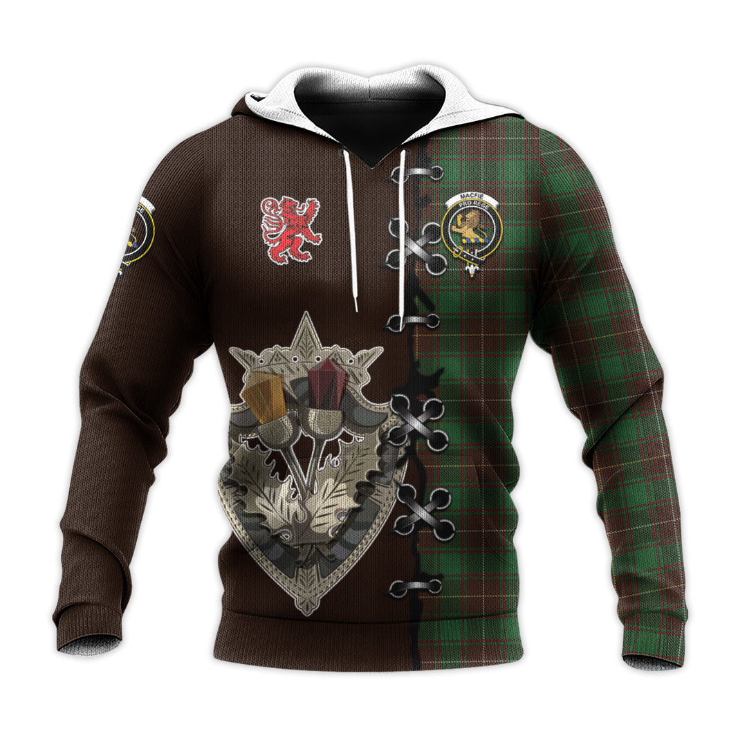 Printivon Macfie Hunting Tartan Hoodie Lion Rampant And Celtic Thistle Style