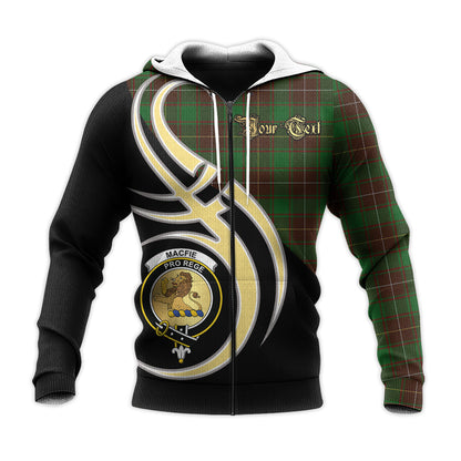 Printivon Macfie Hunting Clan Believe In Me Crest Tartan Knitted Hoodie Custom Your Text