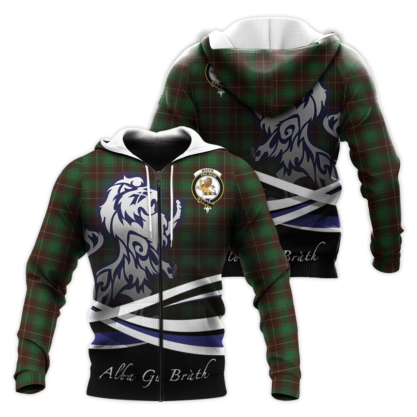 Printivon Macfie Hunting Tartan Scottish Lion Hoodie