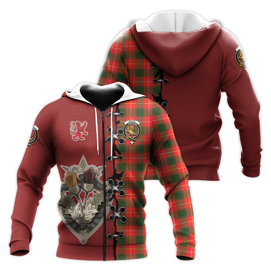 Printivon Macfie Modern Tartan Hoodie Lion Rampant And Celtic Thistle Style