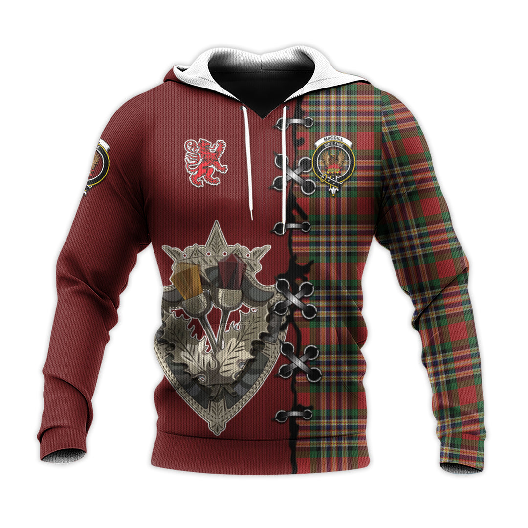 Printivon Macgill Tartan Hoodie Lion Rampant And Celtic Thistle Style