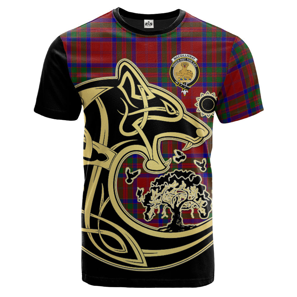 Printivon MacGillivray Crest Celtic Wolf Tartan T Shirt Custom Your Text