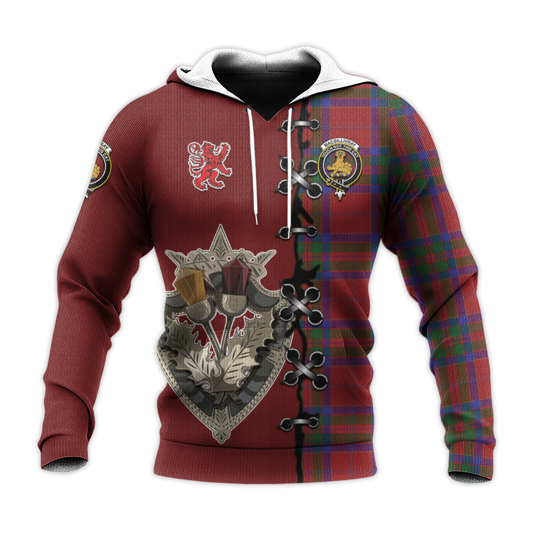 Printivon Macgillivray Tartan Hoodie Lion Rampant And Celtic Thistle Style