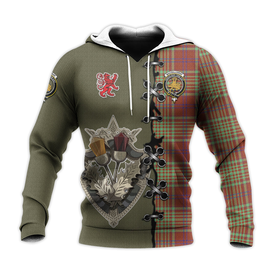 Printivon Macgillivray Hunting Ancient Tartan Hoodie Lion Rampant And Celtic Thistle Style