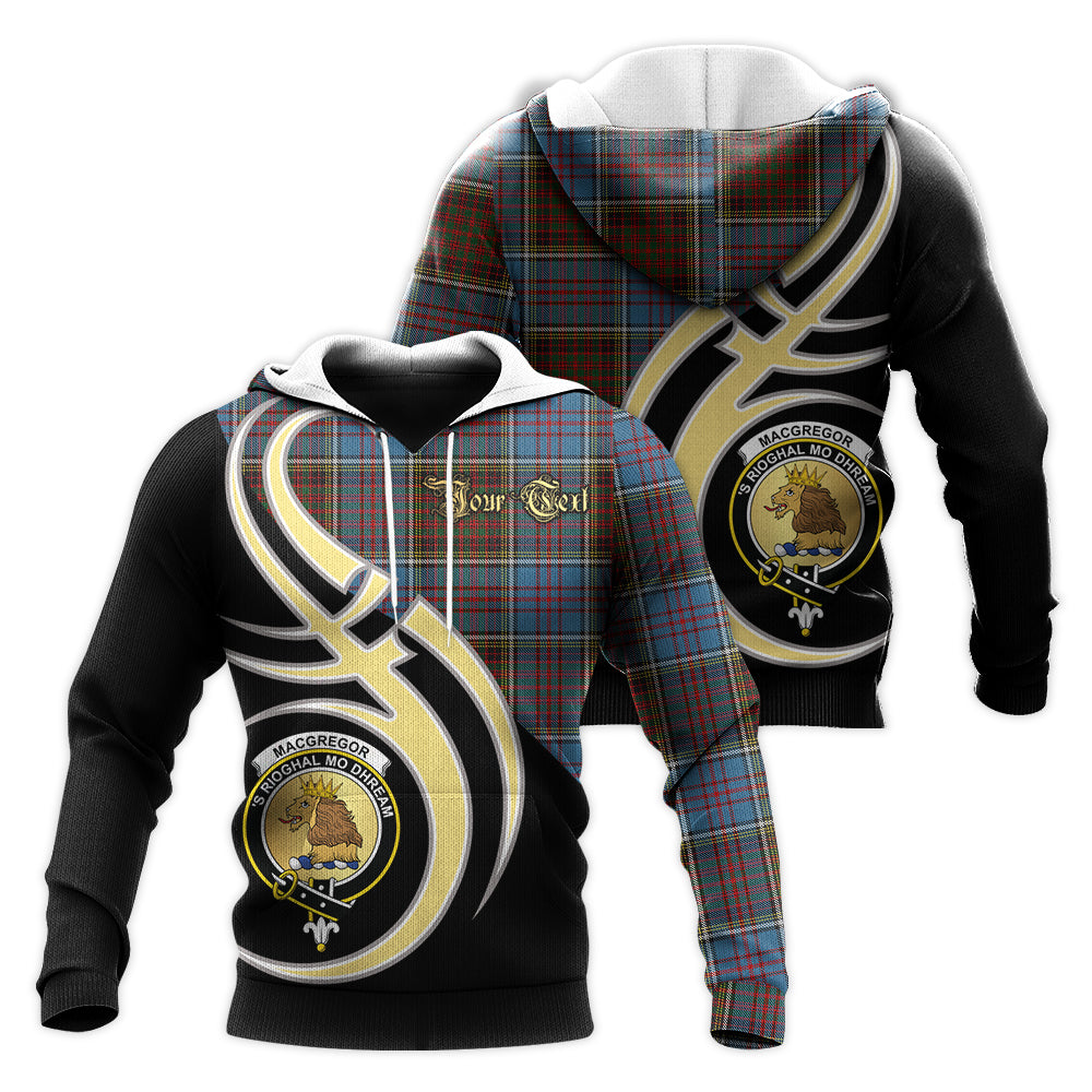 Printivon Macgregor Hastie Clan Believe In Me Crest Tartan Knitted Hoodie Custom Your Text