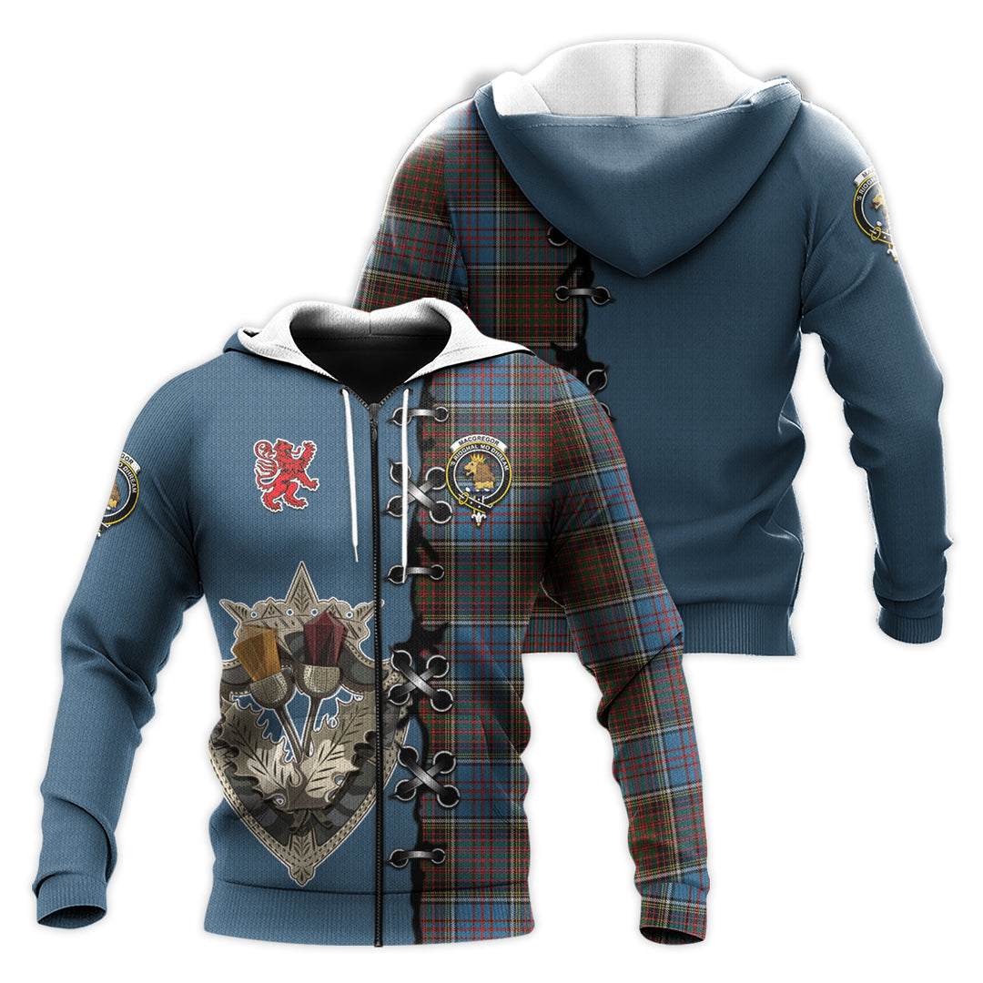Printivon Macgregor Hastie Tartan Hoodie Lion Rampant And Celtic Thistle Style