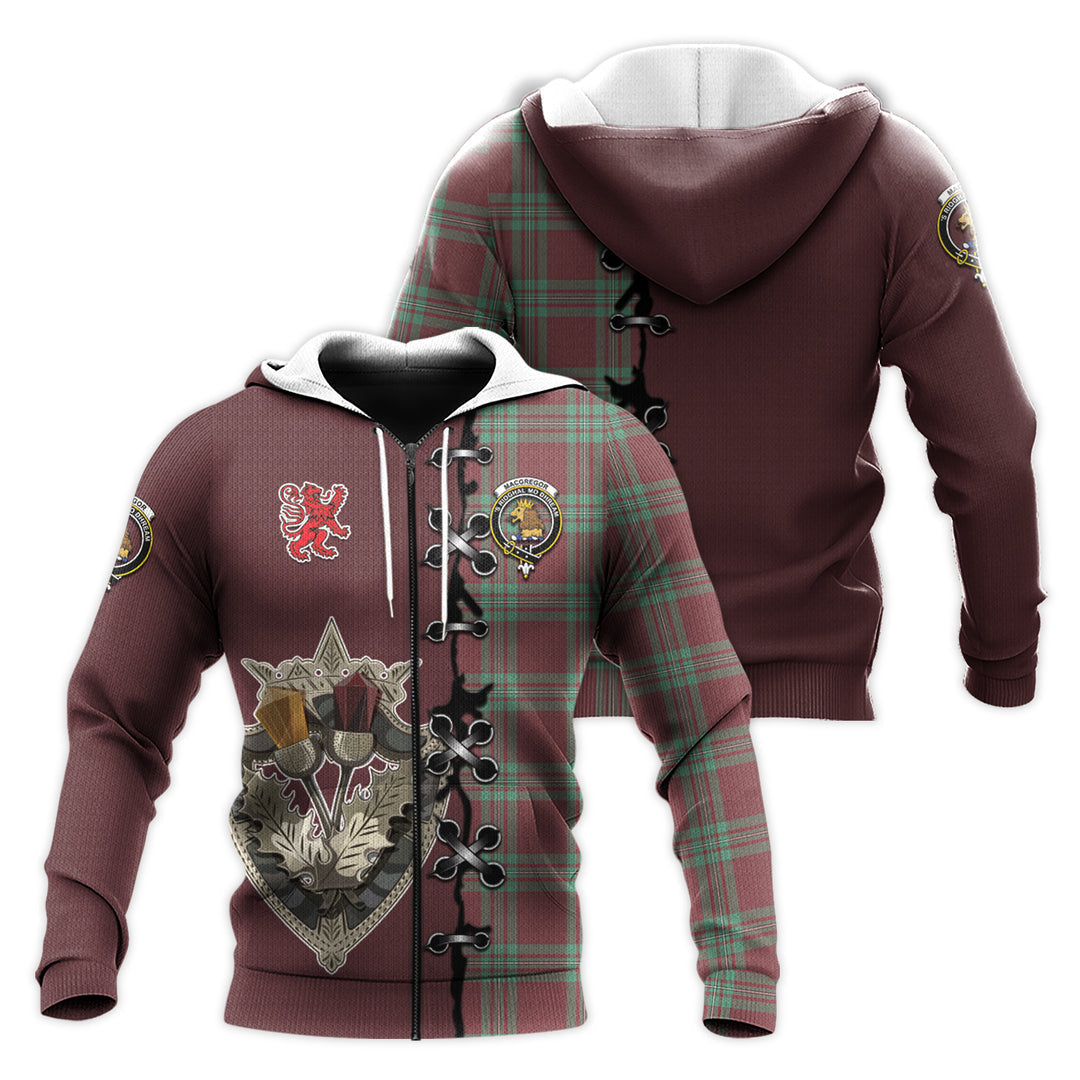 Printivon Macgregor Hunting Ancient Tartan Hoodie Lion Rampant And Celtic Thistle Style