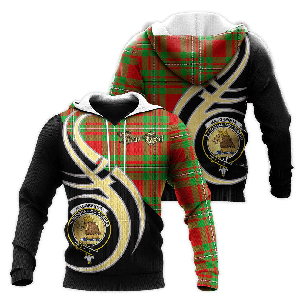 Printivon Macgregor Modern Clan Believe In Me Crest Tartan Knitted Hoodie Custom Your Text