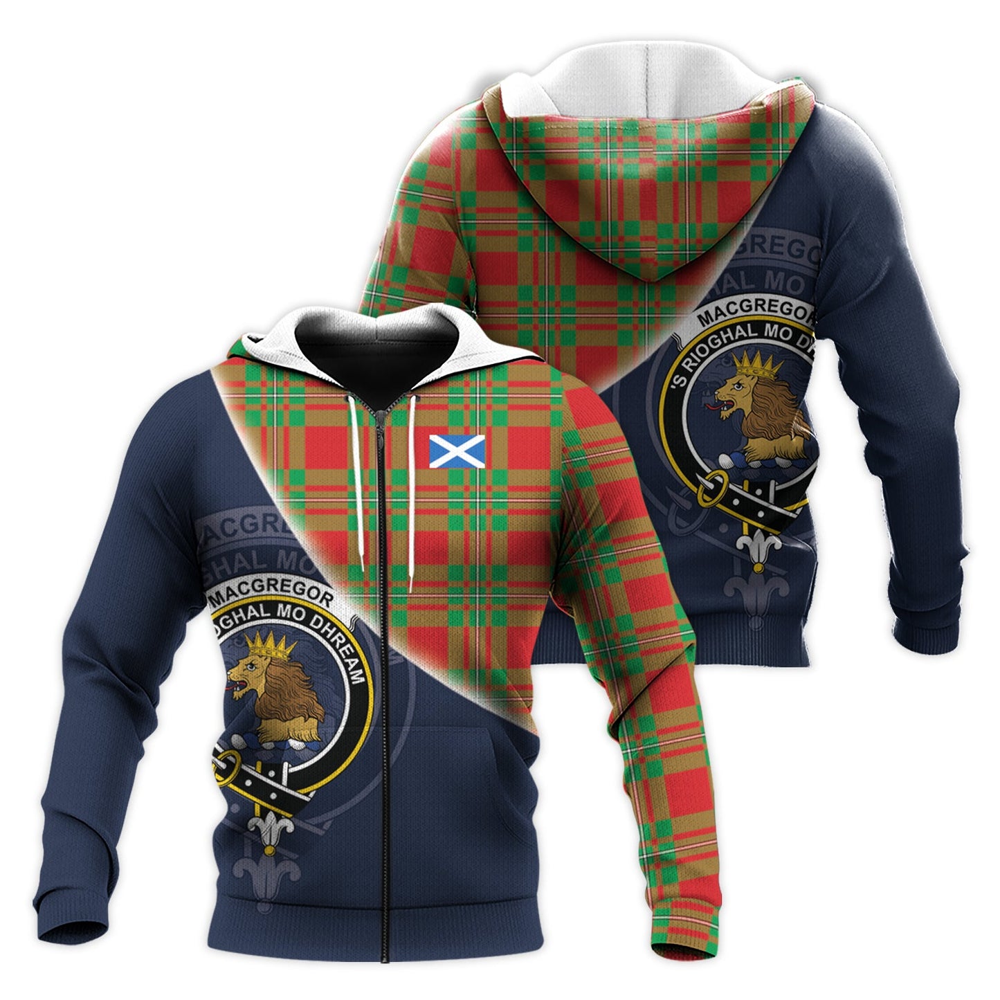Printivon Macgregor Modern Tartan Scottish Crest Hoodie