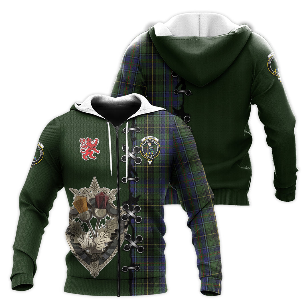 Printivon Macinnes Tartan Hoodie Lion Rampant And Celtic Thistle Style