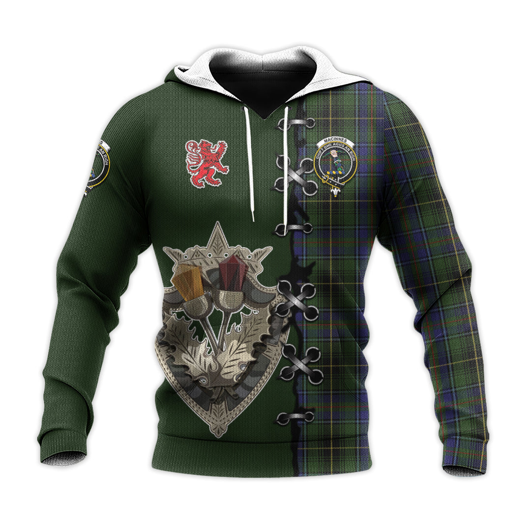 Printivon Macinnes Tartan Hoodie Lion Rampant And Celtic Thistle Style