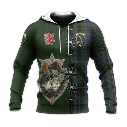 Printivon Macinnes Tartan Hoodie Lion Rampant And Celtic Thistle Style