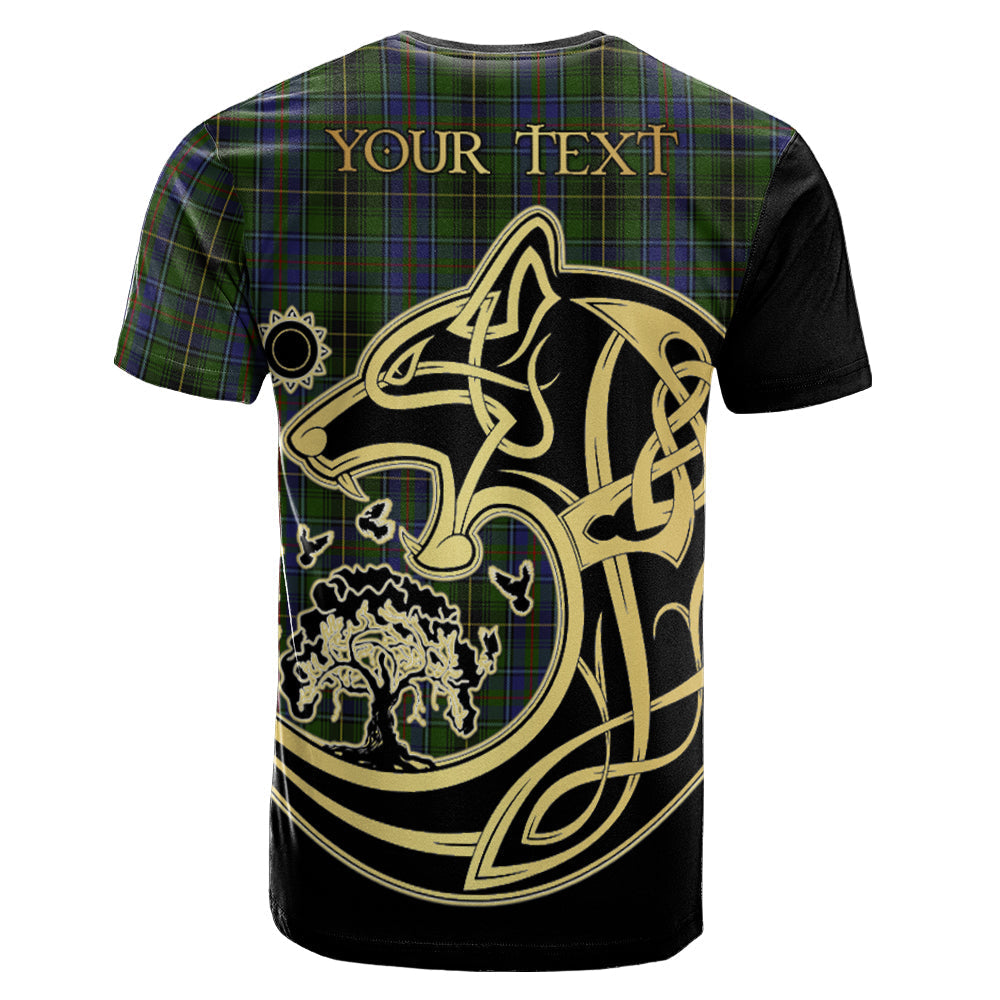 Printivon MacInnes Crest Celtic Wolf Tartan T Shirt Custom Your Text