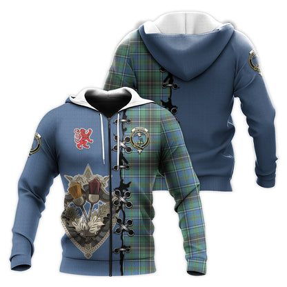 Printivon Macinnes Ancient Tartan Hoodie Lion Rampant And Celtic Thistle Style