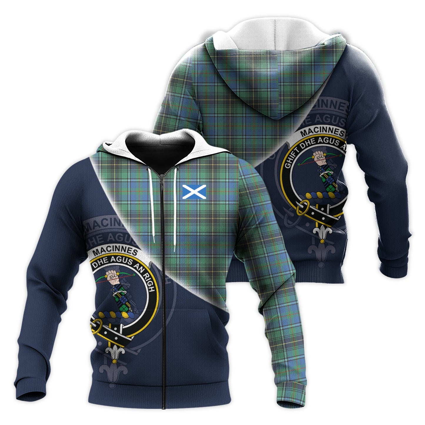 Printivon Macinnes Ancient Tartan Scottish Crest Hoodie