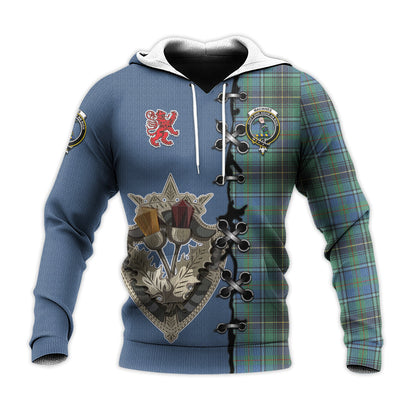 Printivon Macinnes Ancient Tartan Hoodie Lion Rampant And Celtic Thistle Style