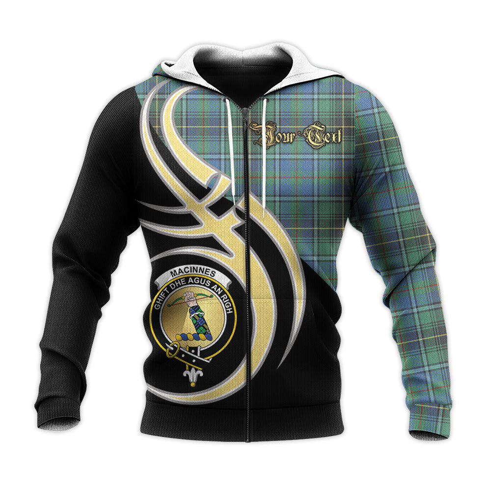 Printivon Macinnes Ancient Clan Believe In Me Crest Tartan Knitted Hoodie Custom Your Text