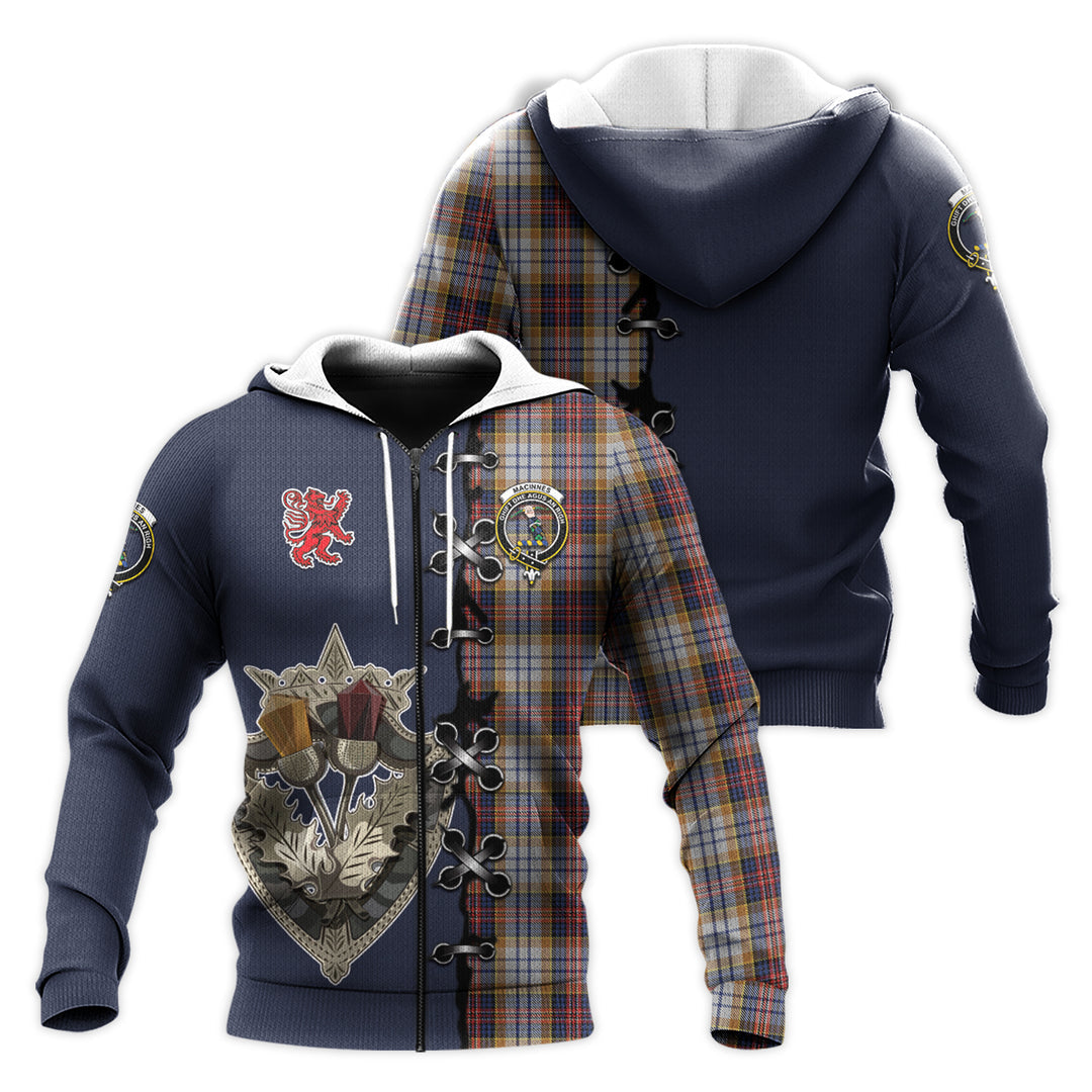 Printivon Macinnes Ancient Hunting Tartan Hoodie Lion Rampant And Celtic Thistle Style