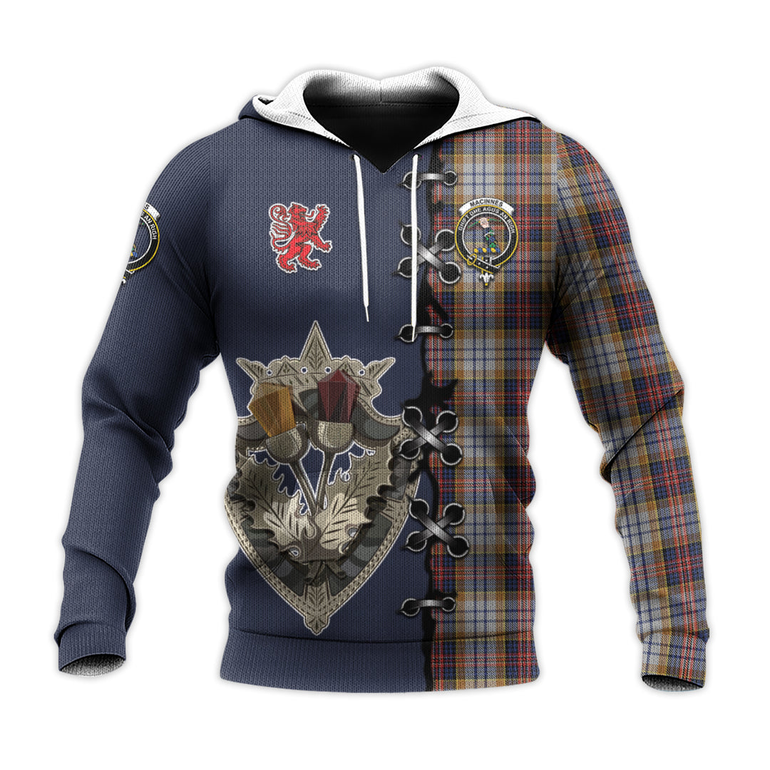 Printivon Macinnes Ancient Hunting Tartan Hoodie Lion Rampant And Celtic Thistle Style