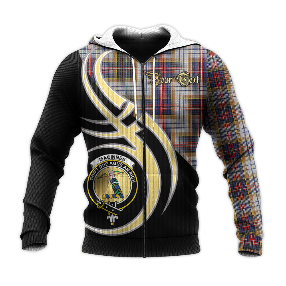 Printivon Macinnes Ancient Hunting Clan Believe In Me Crest Tartan Knitted Hoodie Custom Your Text