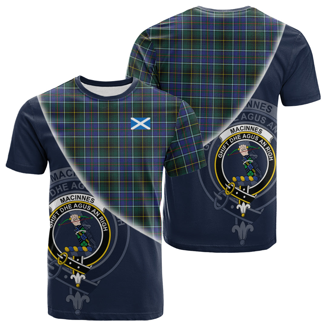 Printivon MacInnes Modern Tartan Scottish Crest T Shirt