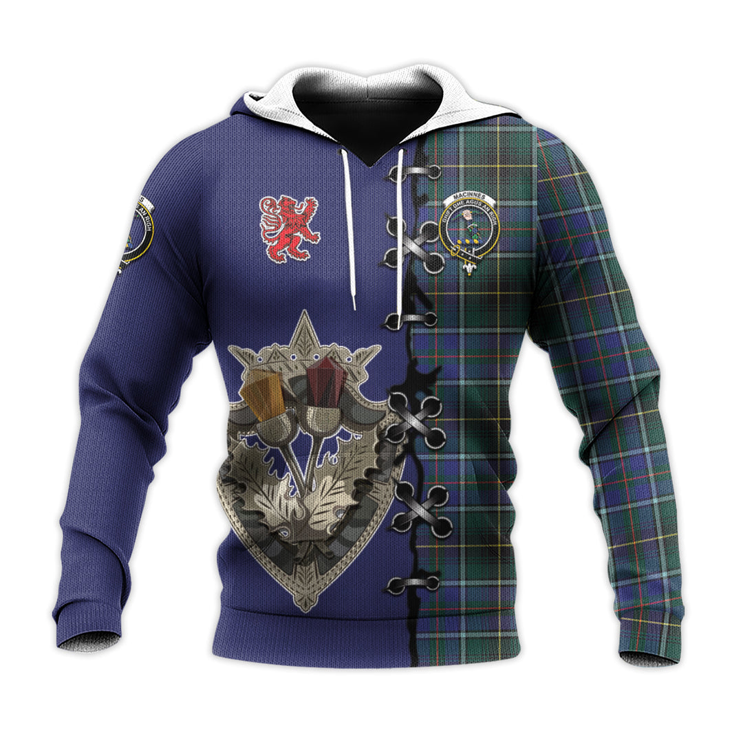 Printivon Macinnes Modern Tartan Hoodie Lion Rampant And Celtic Thistle Style