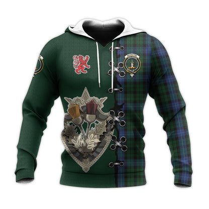 Printivon Macintyre Tartan Hoodie Lion Rampant And Celtic Thistle Style
