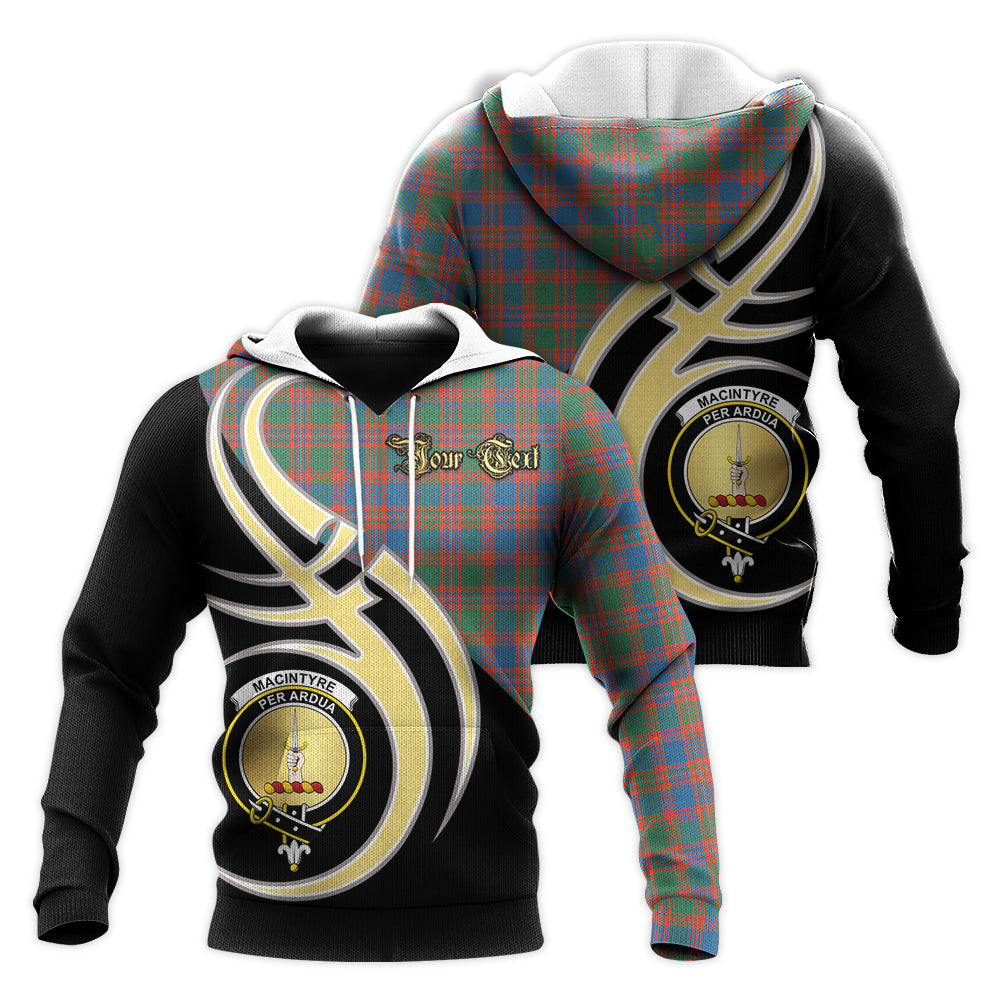 Printivon Macintyre Ancient Clan Believe In Me Crest Tartan Knitted Hoodie Custom Your Text