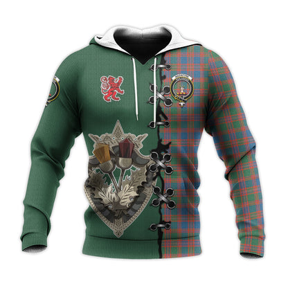 Printivon Macintyre Ancient Tartan Hoodie Lion Rampant And Celtic Thistle Style