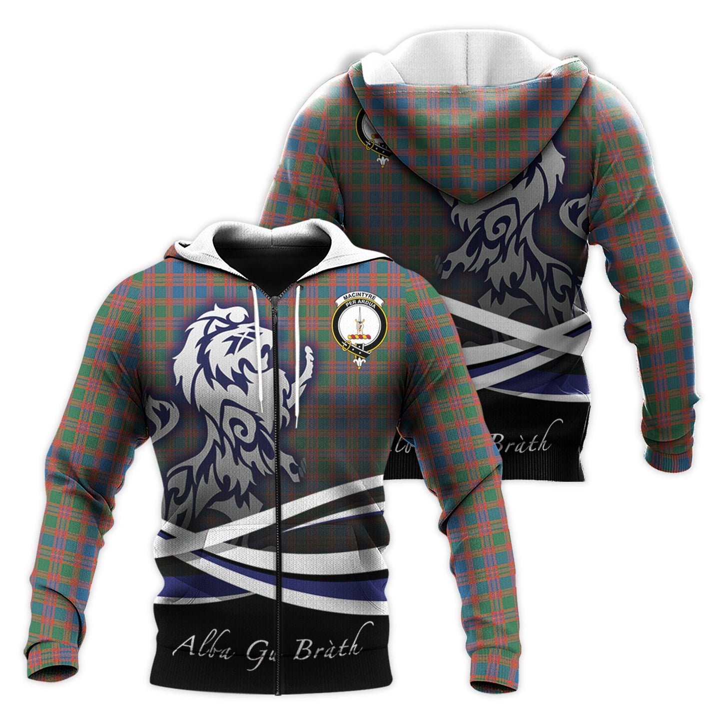 Printivon Macintyre Ancient Tartan Scottish Lion Hoodie