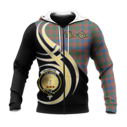 Printivon Macintyre Ancient Clan Believe In Me Crest Tartan Knitted Hoodie Custom Your Text