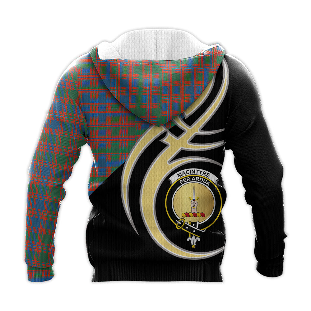 Printivon Macintyre Ancient Clan Believe In Me Crest Tartan Knitted Hoodie Custom Your Text