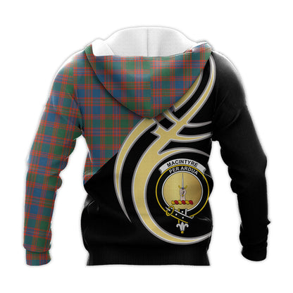 Printivon Macintyre Ancient Clan Believe In Me Crest Tartan Knitted Hoodie Custom Your Text